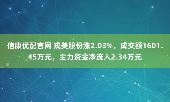 信康优配官网 戎美股份涨2.03%，成交额1601.45万元，主力资金净流入2.34万元