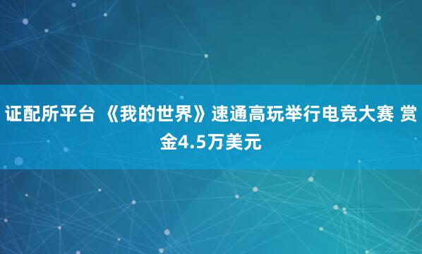 证配所平台 《我的世界》速通高玩举行电竞大赛 赏金4.5万美元